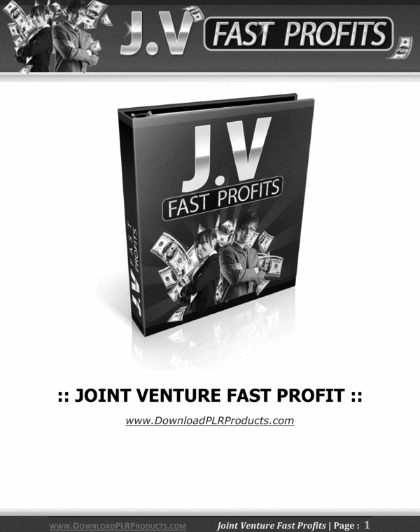 Product picture Joint Venture Fast Profits